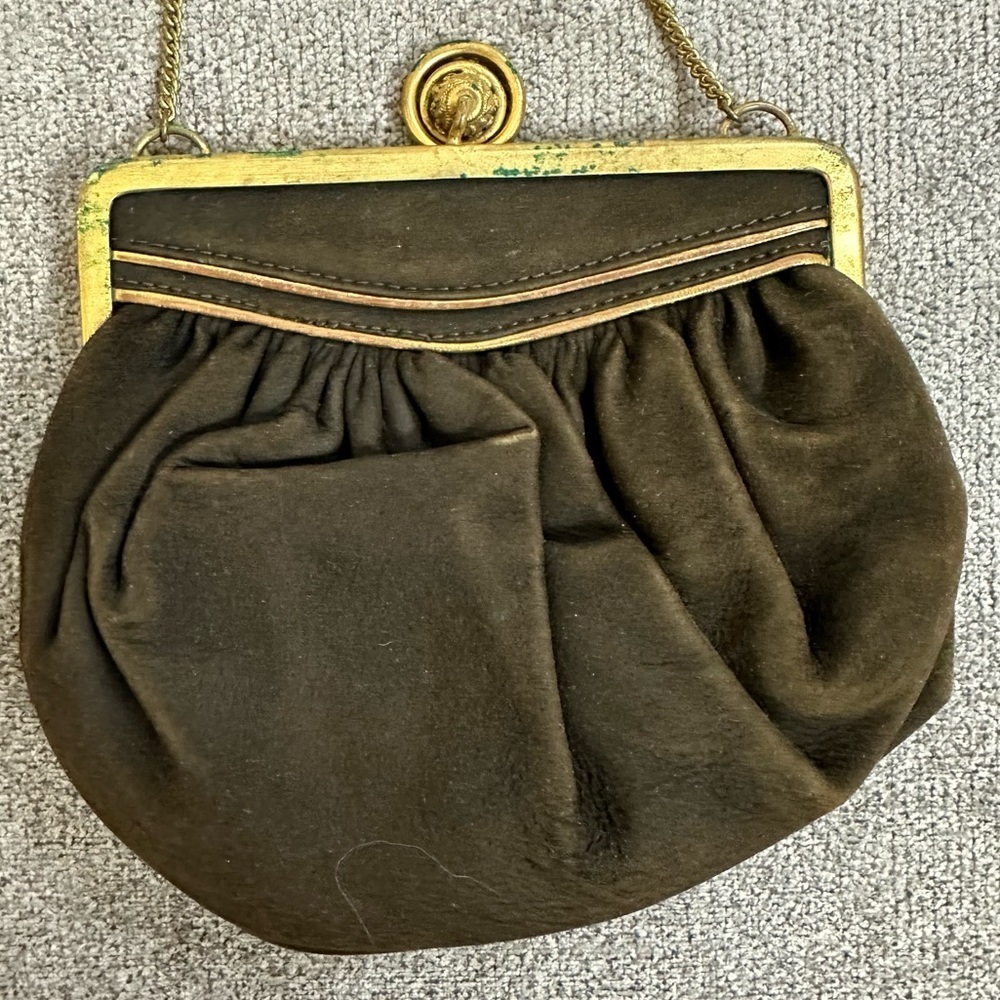 VINTAGE Small Brown Rhinestone Evening Bag - Picture 2 of 8